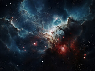 Fototapeta premium Star forming region with molecular clouds condensing and protostars emerging as a cosmic incubator