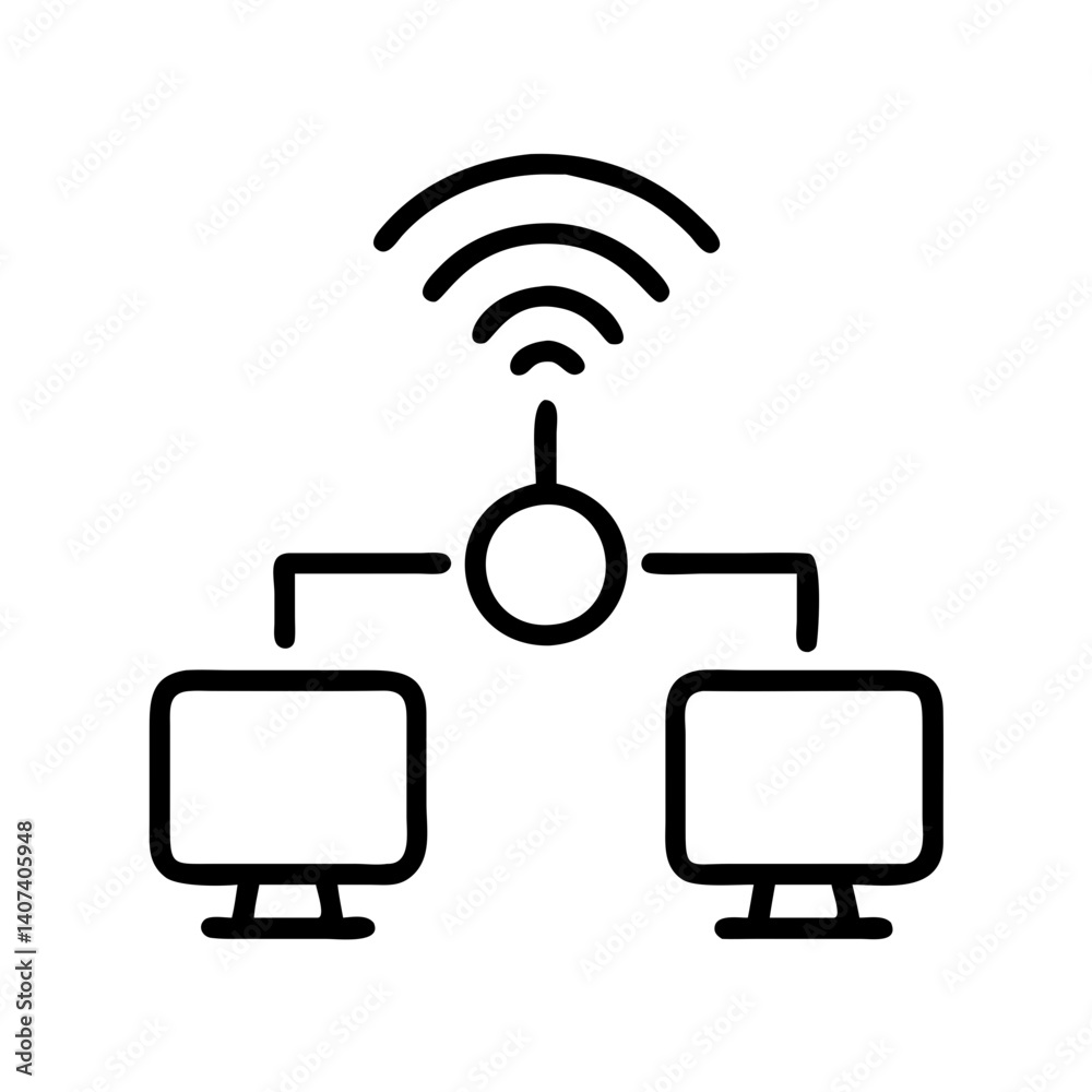 Poster network diagram wifi connection computers connected wireless signal internet access point