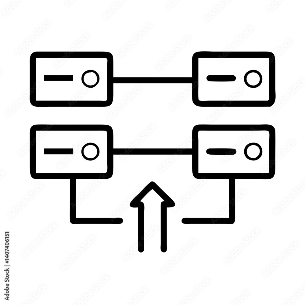 Poster Data flow diagram showing data transfer between servers and upload process for database systems
