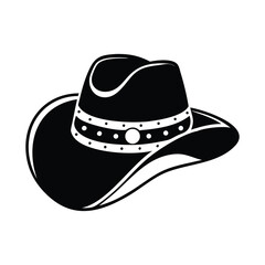  Black Silhouette of a Cowboy Hat, Western Style Headwear Vector Illustration