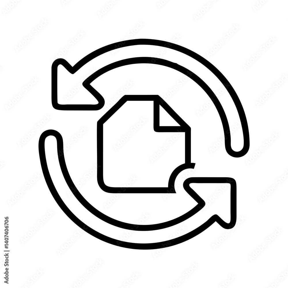 Poster refresh document data sync backup file update restore process arrow cycle icon vector graphic