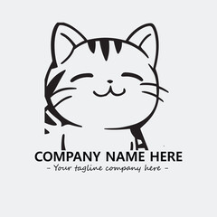 Cat character illustration black and white for logo company vector image
