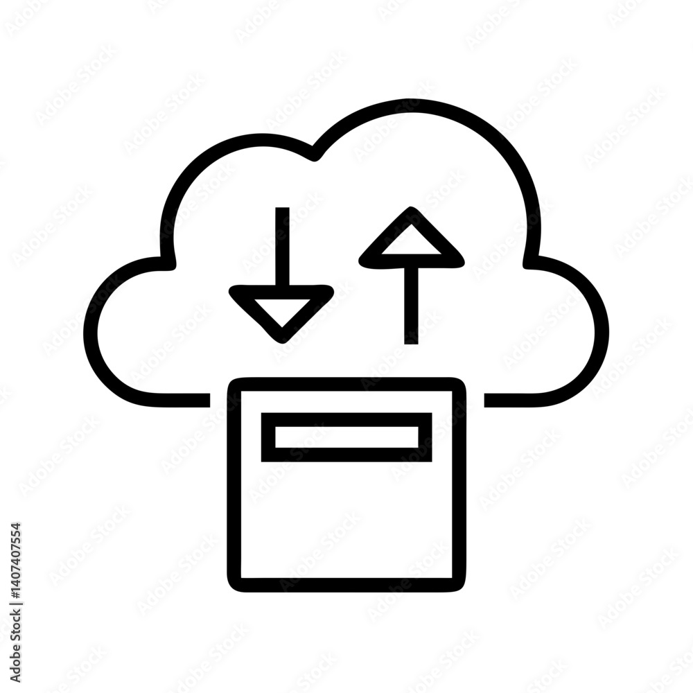 Poster cloud computing data transfer upload download server vector icon for website and graphic design