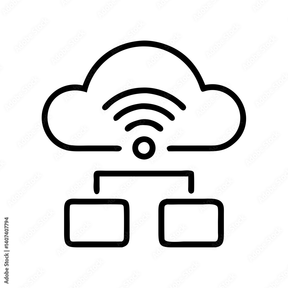 Poster Cloud computing network wifi connection server data storage technology internet access point