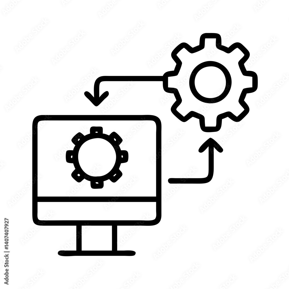 Poster Computer settings configuration process automation software development icon vector graphic design