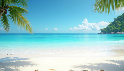 Pristine Tropical Beach Paradise with Turquoise Waters and Palm Trees