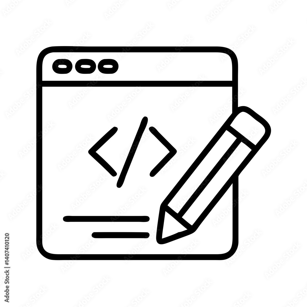 Poster Website design and development coding with pencil icon for web development concept design