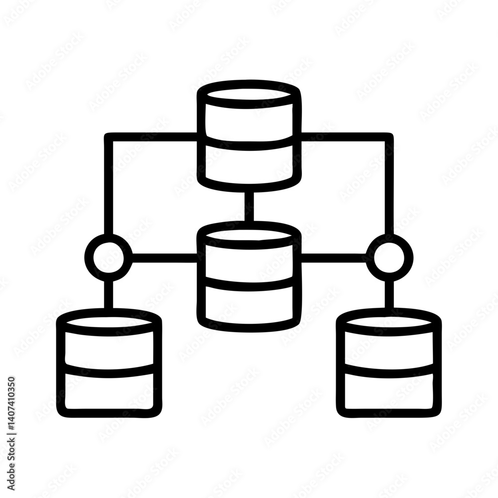 Fototapete database architecture diagram with server database connection and network topology design