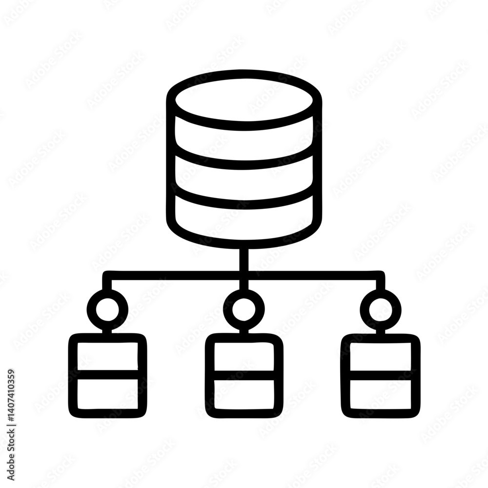 Poster database server network diagram icon vector illustration for cloud computing and storage
