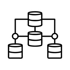 Database architecture diagram with server database connection and network topology design