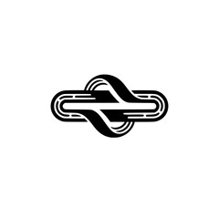 Abstract Black Ribbon Logo on White, Geometric Design