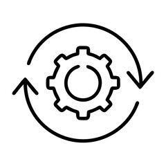 Gear process icon for automation and workflow optimization symbol for engineering cycle design