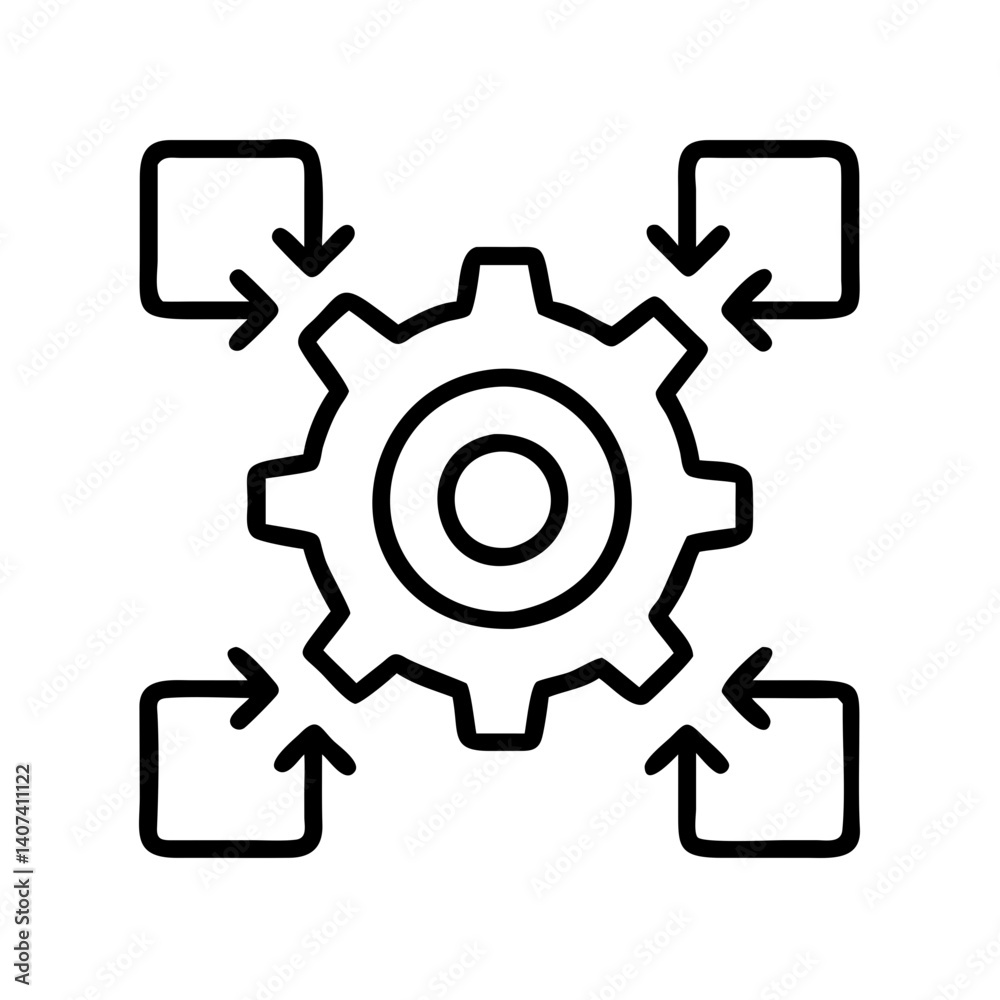 Poster gear mechanism with input arrows concept for process optimization and workflow management system des