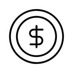 Dollar coin icon vector illustration, money currency symbol, finance and investment concept design element