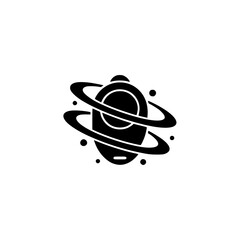 Fototapeta premium Black Vector Icon: Futuristic Communication Device with Orbital Rings, Minimalist Design