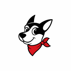 dog head with a bandana