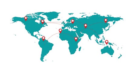 Global network map with connections for business and international trade