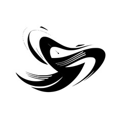 Obraz premium Abstract Black & White Flowing Shape Illustration, Modern Design