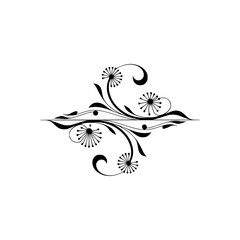 Elegant Black Floral Ornament on Cream Background