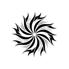 Abstract Black and White Floral Design Element on Gray Background