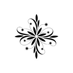 Elegant Black & White Floral Ornament, Vector Design