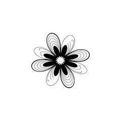 Minimalist Floral Illustration: Black and White Geometric Petals