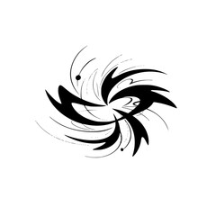 Abstract Black Whirlpool on Gray Background