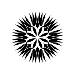 Fototapeta premium Geometric Black Floral Mandala on White Background