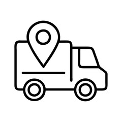 Delivery truck with location pin icon for logistics tracking and transportation services vector