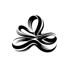 Abstract Black Brushstroke Swirls on Gray Background