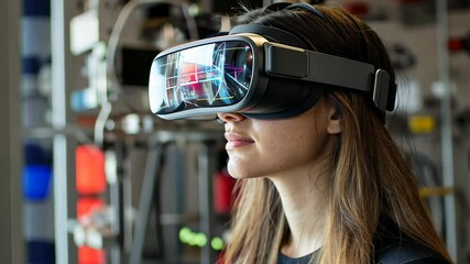 A woman wearing a VR headset, simulating quantum computing experiments, representing the forefront of women in STEM research. - Powered by Adobe