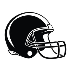  Black and White American Football Helmet Icon, Sport and Protection Vector