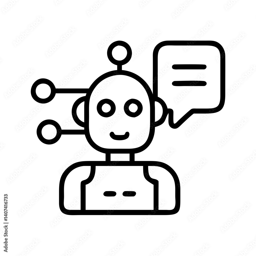Poster ai chatbot robot assistant icon for artificial intelligence and machine learning applications