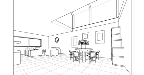 Obraz premium interior of a modern house 3d illustration