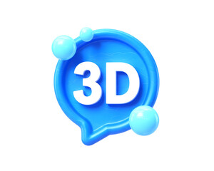 3D Chat Bubble with Typing Dots Isolated on transparent background