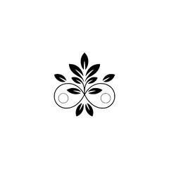 Elegant Black Leaf Design on White: Minimalist Floral Emblem