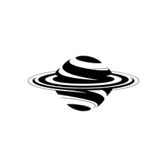 Minimalist Black & White Planet Illustration with Rings