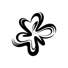 Abstract Black & White Floral Design Element on Gradient Background