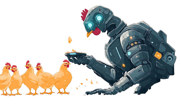 Creative conceptual illustrations of eggs, chickens