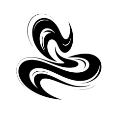 Abstract Black Swirl Design on White Background, Vector Illustration