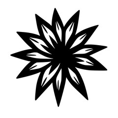Black & White Floral Vector Design, Starburst Pattern, Minimalist Abstract Art