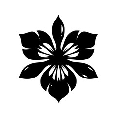 Elegant Black & White Floral Silhouette, Simple Vector Design