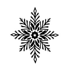 Black and White Snowflake Ornament, Minimalist Winter Design