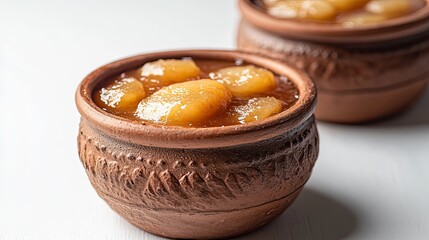 Malpua in Clay Pot on White Background - Studio Photography