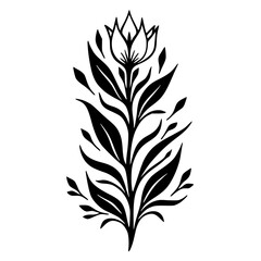 Elegant Black and White Floral Illustration: Botanical Design