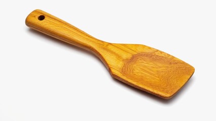 A wooden cooking spatula with a large handle for a secure grip. Ideal for sliding under baked goods or cooked food to transfer it safely.