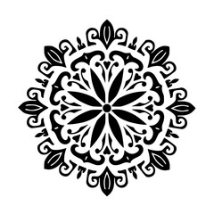 Black & White Mandala Design: Ornate Floral Motif