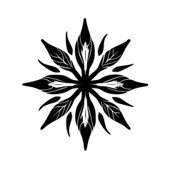 Abstract Floral Mandala: Black and White Design on White Background