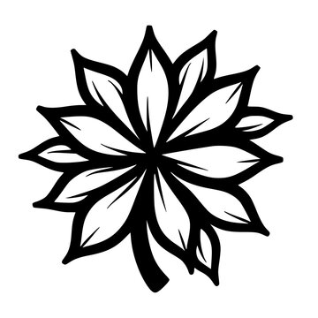 recommend clip art: Black and White Star Anise Vector Illustration - Modern Minimalist Design