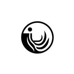 Abstract Black & White Round Icon, Graphic Design Element